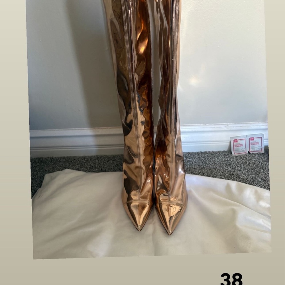 Metallic Gold Knee-High Boots